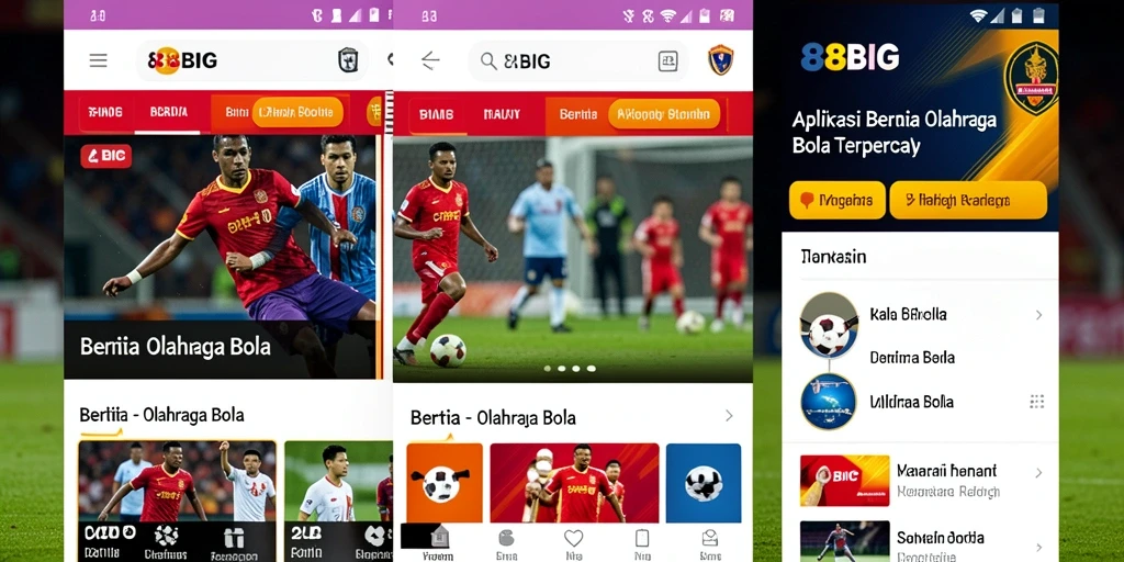 Antarmuka aplikasi 88BIG untuk berita olahraga bola.