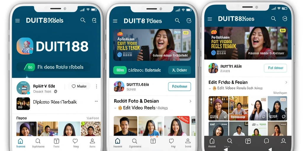 Antarmuka aplikasi DUIT188 saat mengedit video reels.