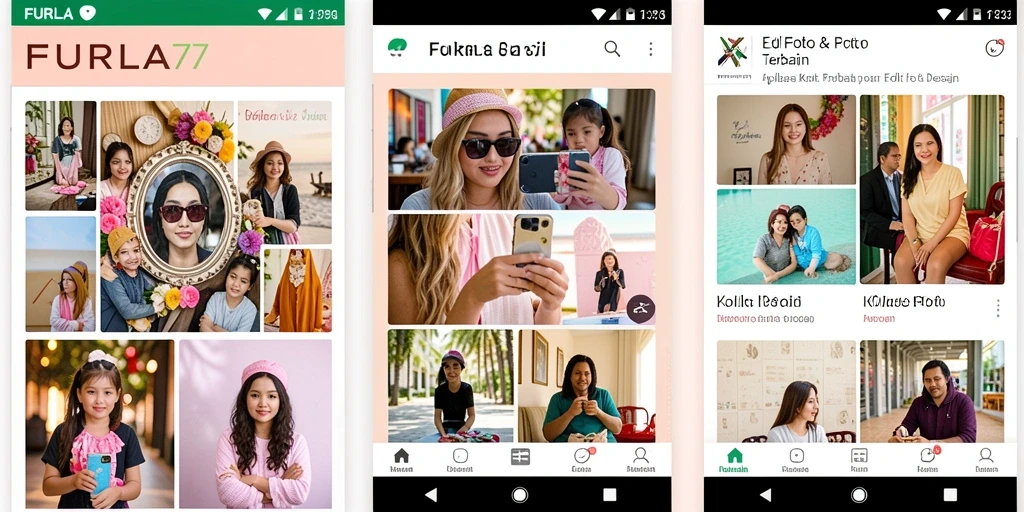 Tampilan antarmuka aplikasi FURLA77 untuk kolase foto yang menarik.