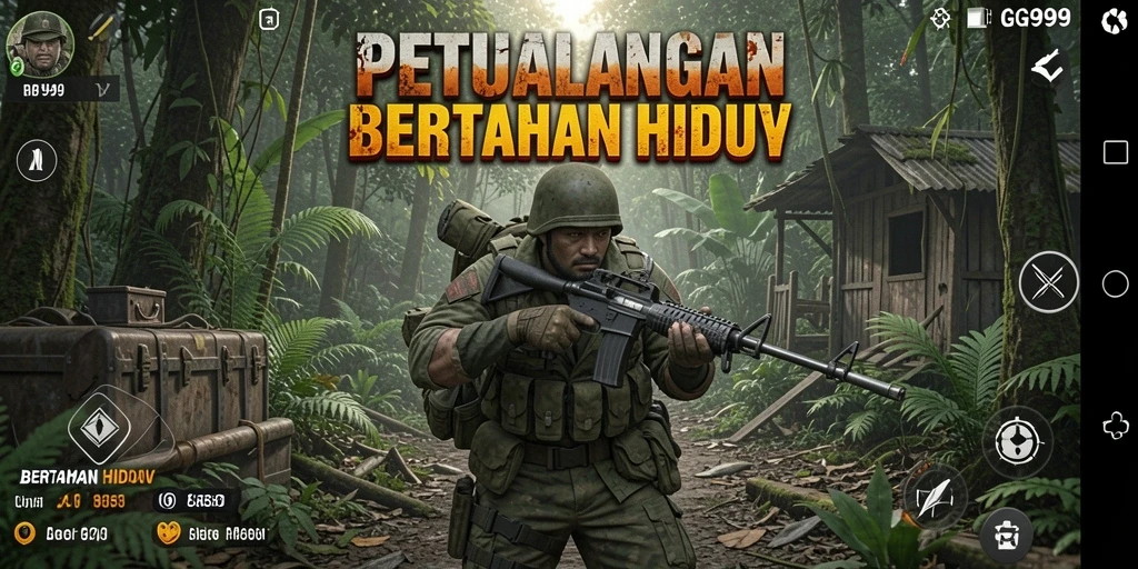 Antarmuka game GG999 yang menarik dan interaktif untuk bertahan hidup.
