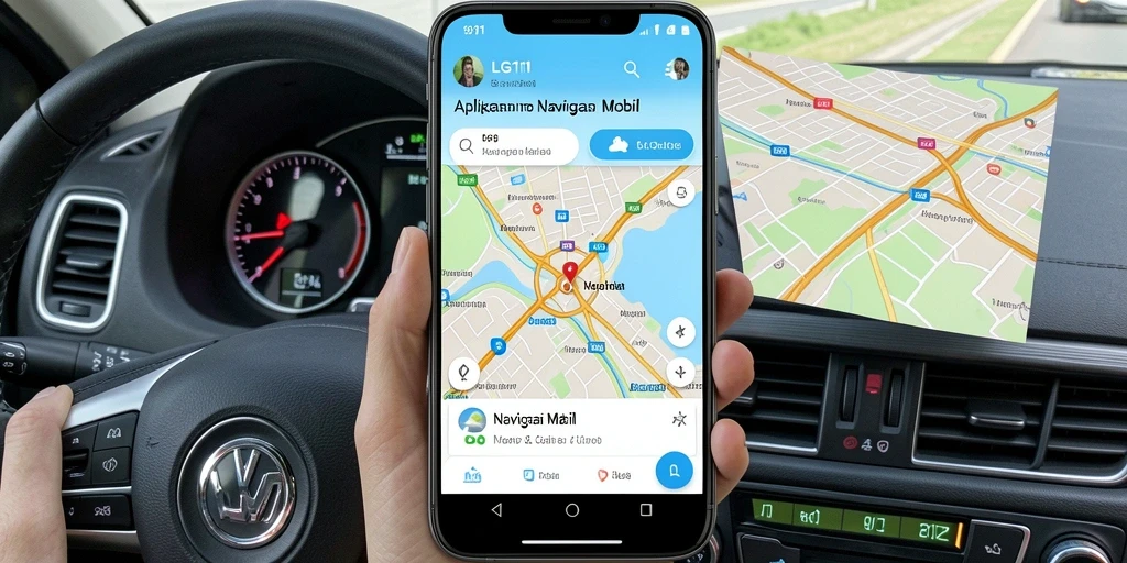 Tampilan antarmuka aplikasi LG111 untuk navigasi mobil.