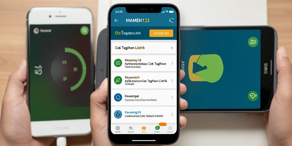 Tampilan antarmuka MAMEN123 untuk pengecekan tagihan listrik.